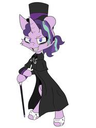 Size: 1494x2000 | Tagged: safe, artist:galaxydream28, starlight glimmer, pony, unicorn, g4, bipedal, cane, clothes, dr jekyll and mr hyde, evil smile, female, grin, hat, smiling, solo, top hat