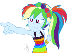 Size: 1024x768 | Tagged: safe, artist:ilaria122, rainbow dash, equestria girls, equestria girls specials, g4, my little pony equestria girls: better together, my little pony equestria girls: spring breakdown, 2019, alternate hairstyle, bracelet, braid, clothes, comic con, dress, female, fist, jewelry, pointing, ponytail, rainbow dash always dresses in style, san diego comic con, sdcc 2018, simple background, sleeveless, solo, transparent background