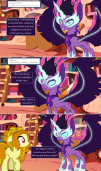 Size: 1280x2168 | Tagged: safe, artist:hakunohamikage, adagio dazzle, twilight sparkle, alicorn, pony, ask-princesssparkle, equestria girls, g4, ask, element of generosity, element of kindness, element of laughter, element of magic, equestria girls ponified, golden oaks library, midnight sparkle, ponified, possessed, tumblr, twilight sparkle (alicorn)