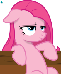 Size: 1755x2108 | Tagged: safe, artist:arifproject, pinkie pie, earth pony, pony, g4, yakity-sax, female, frown, pinkamena diane pie, simple background, solo, table, transparent background, unamused, vector