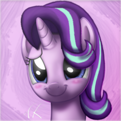 Size: 3100x3100 | Tagged: safe, artist:facelesssoles, starlight glimmer, pony, unicorn, g4, blushing, cute, daaaaaaaaaaaw, digital art, female, glimmerbetes, high res, looking at you, mare, smiling, solo