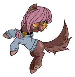 Size: 949x973 | Tagged: safe, artist:diamond-bases, artist:mintoria, oc, oc only, dog pony, pony, base used, clothes, female, glasses, simple background, solo, sweater, transparent background