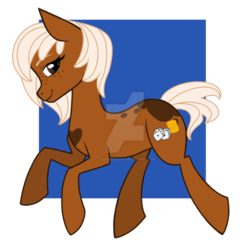 Size: 1024x1002 | Tagged: safe, artist:cadetredshirt, oc, oc only, oc:lucky penny, earth pony, pony, female, freckles, lidded eyes, looking at you, mare, simple background, solo, transparent background, watermark