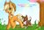 Size: 2039x1378 | Tagged: safe, artist:hosikawa, applejack, winona, earth pony, pony, g4, female, looking at you, mare, scenery, tree