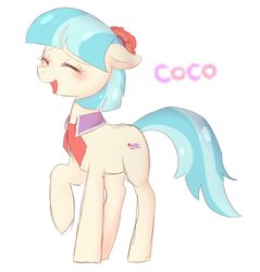 Size: 1013x1059 | Tagged: safe, artist:hosikawa, coco pommel, earth pony, pony, g4, blushing, female, mare, open mouth, simple background, solo, white background