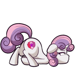 Size: 512x512 | Tagged: safe, artist:anibaruthecat, sweetie belle, pony, unicorn, g4, season 2, sisterhooves social, bored, cute, cutie mark, diasweetes, explicit source, face down ass up, female, filly, foal, scootie belle, simple background, solo, the cmc's cutie marks, transparent background