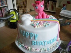 Size: 1280x960 | Tagged: safe, pinkie pie, g4, birthday cake, cake, cake decorating, cloud, food, irl, photo, rainbow