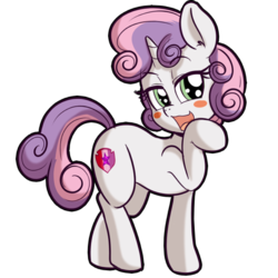 Size: 512x512 | Tagged: safe, artist:anibaruthecat, sweetie belle, pony, unicorn, g4, blush sticker, blushing, cute, cutie mark, diasweetes, explicit source, female, filly, foal, open mouth, simple background, solo, the cmc's cutie marks, transparent background