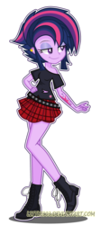 Size: 1177x2658 | Tagged: safe, artist:little903, twilight sparkle, equestria girls, g4, adorasexy, alternate hairstyle, base used, belt, boots, clothes, cute, ear piercing, female, legs, lidded eyes, piercing, plaid skirt, pleated skirt, punklight sparkle, sexy, shoes, simple background, skirt, smiling, transparent background