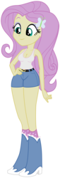Size: 2039x6000 | Tagged: safe, artist:erosthanatos, edit, edited screencap, screencap, fluttershy, equestria girls, perfect day for fun, boots, breast edit, breasts, busty fluttershy, cleavage, clothes, female, hand on hip, polka dot socks, shoes, shorts, simple background, socks, solo, tanktop, transparent background