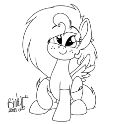 Size: 2000x2000 | Tagged: safe, artist:binkyt11, derpibooru exclusive, oc, oc only, oc:duck badge, pegasus, pony, derpibooru, clothes, derpibooru ponified, female, freckles, high res, mare, meta, monochrome, ponified, simple background, socks, solo, spread wings, white background, wings
