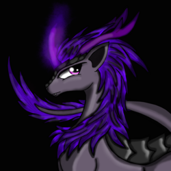 Size: 2000x2000 | Tagged: safe, artist:meteor-strike-mlp, oc, oc only, kirin, black background, high res, magic, magic aura, purple, simple background, solo