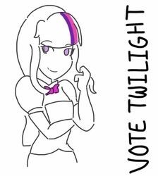 Size: 768x858 | Tagged: safe, artist:horsegirlpodcast, twilight sparkle, equestria girls, g4, alternate universe, election, partial color, president, vote