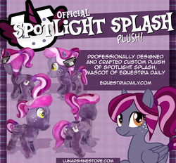 Size: 863x800 | Tagged: safe, oc, oc only, oc:spotlight splash, pony, advertisement, irl, multiple views, photo, plushie, solo