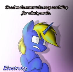Size: 956x942 | Tagged: safe, artist:pencil bolt, oc, oc only, oc:electrony, pony, gradient background, male, solo