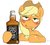 Size: 972x880 | Tagged: safe, artist:baigak, applejack, earth pony, pony, g4, alcohol, blushing, drinking, drunk, drunk aj, female, jack daniels, simple background, solo, tongue out, white background