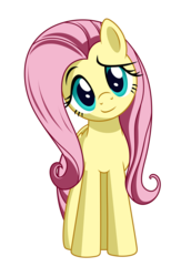 Size: 1710x2622 | Tagged: safe, artist:mirrorcrescent, fluttershy, pegasus, pony, g4, cute, eyebrows, eyelashes, female, head tilt, looking at you, shyabetes, simple background, smiling, solo, transparent background