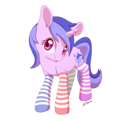 Size: 950x950 | Tagged: safe, artist:sion, sea swirl, seafoam, pony, g4, clothes, commission, female, simple background, socks, solo, striped socks, transparent background