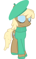 Size: 1000x1641 | Tagged: safe, artist:cool77778, mjölna, pony, g4, beatnik rarity, beret, clothes, hat, simple background, solo, sweater, transparent background