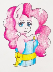 Size: 2649x3546 | Tagged: safe, artist:punisher2006, pinkie pie, earth pony, pony, g4, chibi, cupcake, female, food, high res, solo, traditional art