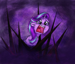 Size: 1024x877 | Tagged: safe, artist:rurihal, starlight glimmer, pony, unicorn, g4, female, mare, open mouth, scared, solo, spikes