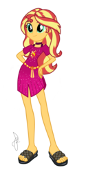 Size: 500x1000 | Tagged: safe, artist:cookiechans2, artist:ilaria122, edit, edited screencap, screencap, sunset shimmer, equestria girls, equestria girls specials, g4, i'm on a yacht, my little pony equestria girls: better together, my little pony equestria girls: spring breakdown, 2019, alternate hairstyle, belt, choker, clothes, comic con, cruise outfit, dress, female, geode of empathy, hand on hip, legs, magical geodes, not a vector, san diego comic con, sandals, sdcc 2018, simple background, solo, transparent background