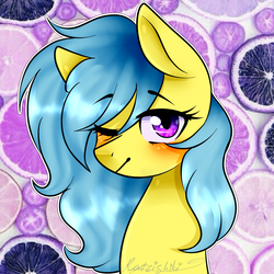 Size: 2000x2000 | Tagged: safe, artist:katzishiki, oc, oc only, oc:singery anne, earth pony, pony, bust, female, high res, mare, one eye closed, portrait, solo, wink