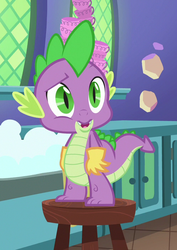 Size: 498x704 | Tagged: safe, screencap, spike, dragon, all bottled up, g4, season 7, claws, clothes, cropped, dishes, gloves, male, tail