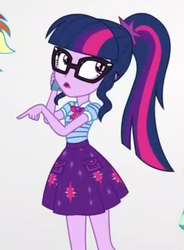 Size: 463x630 | Tagged: safe, screencap, sci-twi, twilight sparkle, equestria girls, equestria girls specials, g4, my little pony equestria girls: better together, my little pony equestria girls: rollercoaster of friendship, clothes, cropped, female, geode of telekinesis, glasses, phone, ponytail, skirt