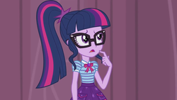 Size: 1280x720 | Tagged: safe, sci-twi, twilight sparkle, equestria girls, g4, my little pony equestria girls: better together, stressed in show, cyoa, female, solo, thinking
