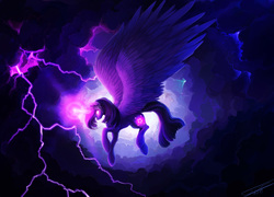 Size: 3400x2448 | Tagged: safe, artist:yummiestseven65, twilight sparkle, alicorn, pony, g4, epic, female, glowing eyes, glowing horn, high res, horn, large wings, lightning, mare, solo, twilight sparkle (alicorn), wings