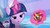 Size: 1280x720 | Tagged: safe, screencap, twilight sparkle, pony, unicorn, g4, official, bangs, crystal palace, cube, female, magic, mare, my little pony logo, reaction image, rubik's cube, solo, toy, unicorn twilight, youtube link