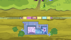 Size: 640x360 | Tagged: safe, screencap, pony, equestria girls, g4, background pony, crystal empire, from above, high angle, map, overhead, train, train station