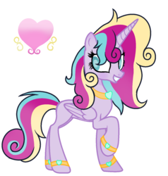 Size: 1226x1288 | Tagged: dead source, safe, artist:rainbows-skies, oc, oc only, oc:crystal harmony, alicorn, pony, base used, concave belly, female, jewelry, mare, necklace, offspring, parent:princess cadance, parent:shining armor, parents:shiningcadance, raised hoof, side view, simple background, slender, solo, thin, transparent background