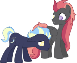 Size: 7000x5782 | Tagged: safe, artist:babyroxasman, oc, oc only, oc:comet orion, oc:crimson rose, earth pony, pegasus, pony, twinkle eyed pony, absurd resolution, simple background, transparent background, uncomfortable, vector
