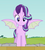 Size: 654x720 | Tagged: safe, artist:forgalorga, edit, editor:alelovescool, starlight glimmer, alicorn, bat pony, bat pony alicorn, pony, give me your wings, g4, :<, bat ponified, bat wings, female, frown, looking at you, mare, race swap, solo, wide eyes, wings, youtube link