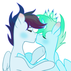 Size: 1672x1656 | Tagged: dead source, safe, artist:rainbows-skies, oc, oc only, oc:blaze storm, oc:water star, base used, crown, gay, jewelry, kissing, male, oc x oc, offspring, offspring shipping, parent:rainbow dash, parent:soarin', parents:soarindash, regalia, shipping, simple background, stallion, transparent background