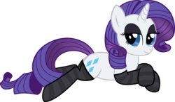 Size: 5109x3000 | Tagged: safe, artist:icicle-niceicle-1517, artist:vaderpl, edit, rarity, pony, unicorn, g4, bedroom eyes, clothes, crossed hooves, eyeshadow, female, goth, lying down, makeup, mare, simple background, socks, solo, striped socks, transparent background
