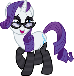 Size: 5885x6000 | Tagged: safe, artist:icicle-niceicle-1517, artist:slb94, edit, rarity, pony, unicorn, g4, absurd resolution, bedroom eyes, clothes, eyeshadow, female, glasses, goth, makeup, mare, open mouth, simple background, socks, solo, striped socks, transparent background