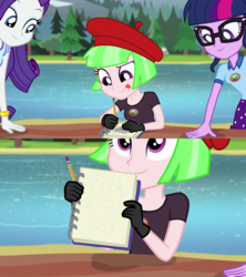 Size: 1280x1440 | Tagged: safe, screencap, rarity, sci-twi, twilight sparkle, watermelody, equestria girls, g4, my little pony equestria girls: legend of everfree, exploitable, meme, notebook, template