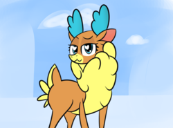 Size: 1490x1105 | Tagged: safe, artist:artiks, velvet (tfh), deer, reindeer, them's fightin' herds, atg 2018, community related, female, heart eyes, newbie artist training grounds, solo, wingding eyes