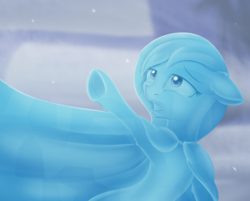 Size: 994x799 | Tagged: safe, artist:dusthiel, pony, anna, atg 2018, crossover, disney, female, frozen (movie), ice, mare, newbie artist training grounds, open mouth, ponified, solo