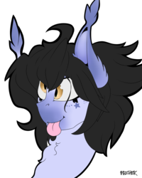 Size: 2000x2500 | Tagged: safe, artist:caduceus, artist:caduceusart, oc, oc only, oc:mitzy, bat pony, pony, bat pony oc, bust, chest fluff, high res, simple background, solo, tongue out, transparent background