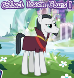 Size: 752x786 | Tagged: safe, gameloft, chancellor neighsay, pony, unicorn, g4, collect lesson plans, male, meme, solo, stallion, wow! glimmer