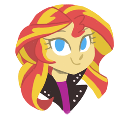 Size: 713x679 | Tagged: safe, artist:lemon-deadly, sunset shimmer, equestria girls, g4, bust, female, looking at you, simple background, solo, white background, wrong eye color