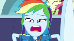 Size: 1920x1080 | Tagged: safe, screencap, rainbow dash, roseluck, equestria girls, equestria girls specials, g4, my little pony equestria girls: better together, my little pony equestria girls: rollercoaster of friendship, female, out of context, stop the ride