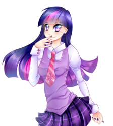 Size: 1757x1957 | Tagged: safe, artist:twigileia, twilight sparkle, human, g4, female, humanized, looking at you, nail polish, simple background, solo, transparent background