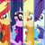 Size: 1082x1078 | Tagged: safe, screencap, applejack, rarity, sci-twi, sunset shimmer, twilight sparkle, equestria girls, equestria girls specials, g4, my little pony equestria girls: better together, my little pony equestria girls: rollercoaster of friendship, breasts, cropped, geode of empathy, geode of shielding, geode of telekinesis, magical geodes, transformation