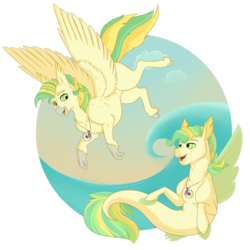 Size: 1640x1638 | Tagged: safe, artist:ganashiashaka, oc, oc only, oc:north star, classical hippogriff, hippogriff, seapony (g4), duality, male, simple background, solo, transparent background
