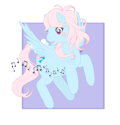 Size: 3091x3205 | Tagged: safe, artist:reachfarhigh, wind whistler, pegasus, pony, g1, female, high res, music notes, solo
